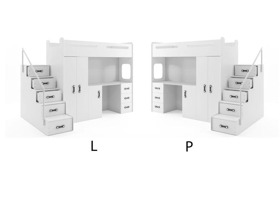 Dětská vyvýšená postel s psacím stolem a skříní MAXÍK 4 bílo-zelená - 200x80 cm + matrace ZDARMA