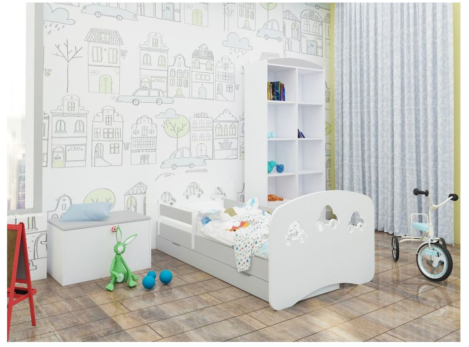 Dětská postel se šuplíkem 180x90 cm s výřezem AUTÍČKA + matrace ZDARMA!
