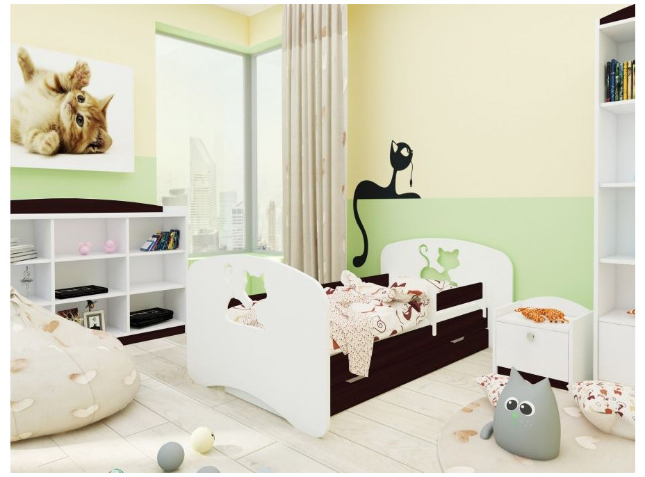 Dětská postel se šuplíkem 180x90 cm s výřezem KOČIČKA + matrace ZDARMA!