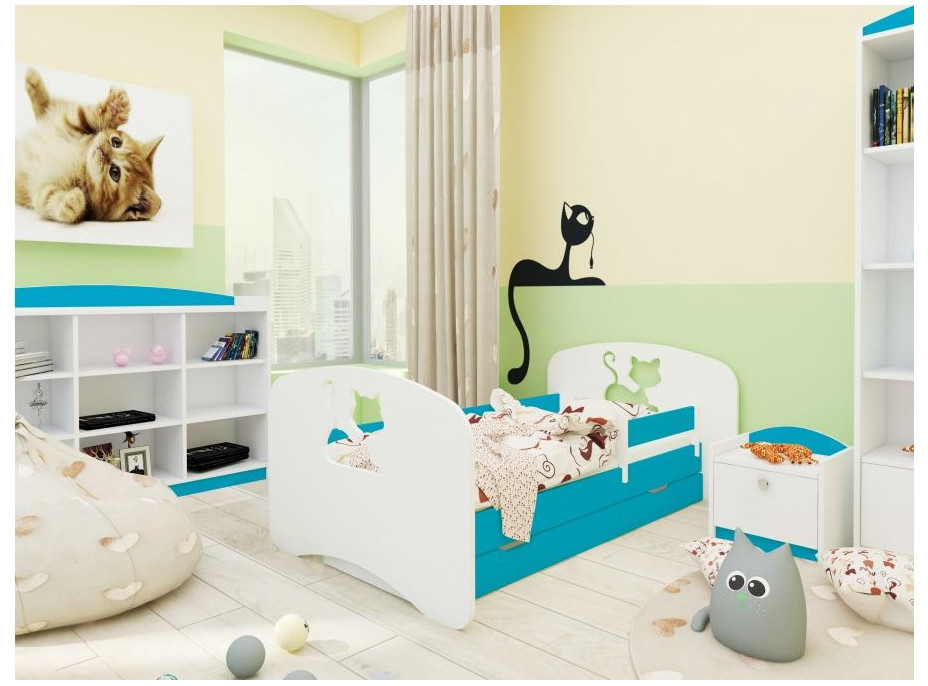 Dětská postel se šuplíkem 140x70 cm s výřezem KOČIČKA + matrace ZDARMA!