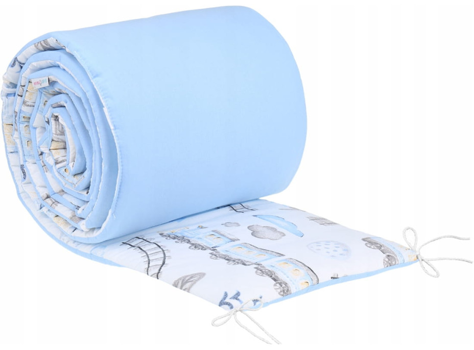 Ochranný mantinel do postýlky 180x30 cm BABYMAM PREMIUM - Dopravní prostředky/modrá
