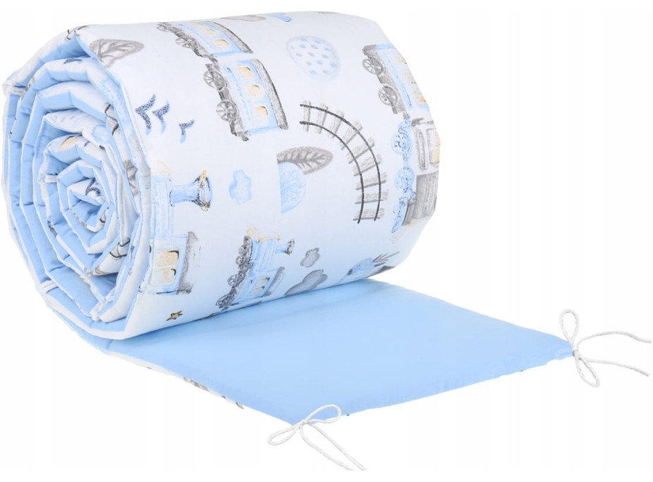 Ochranný mantinel do postýlky 180x30 cm BABYMAM PREMIUM - Dopravní prostředky/modrá