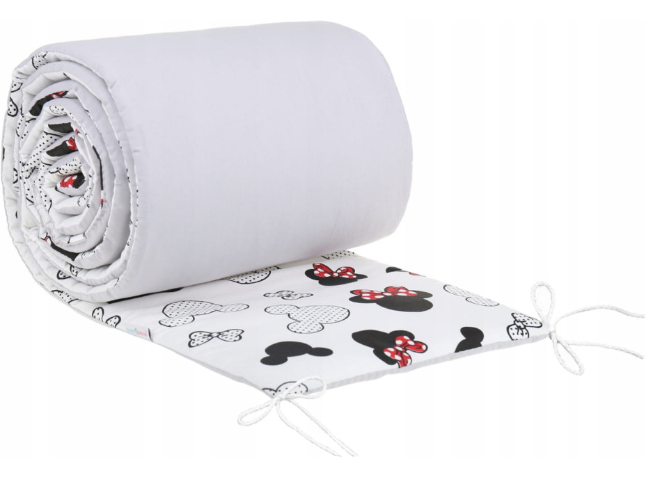 Ochranný mantinel do postýlky 180x30 cm BABYMAM PREMIUM - Myška Minnie/šedá
