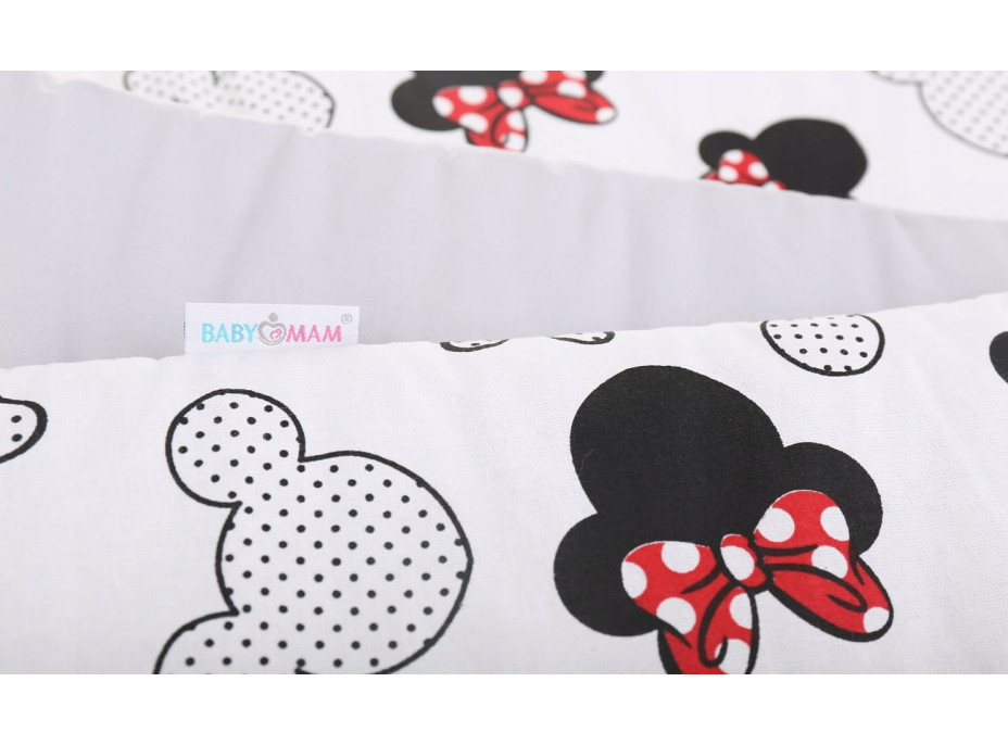 Ochranný mantinel do postýlky 180x30 cm BABYMAM PREMIUM - Myška Minnie/šedá