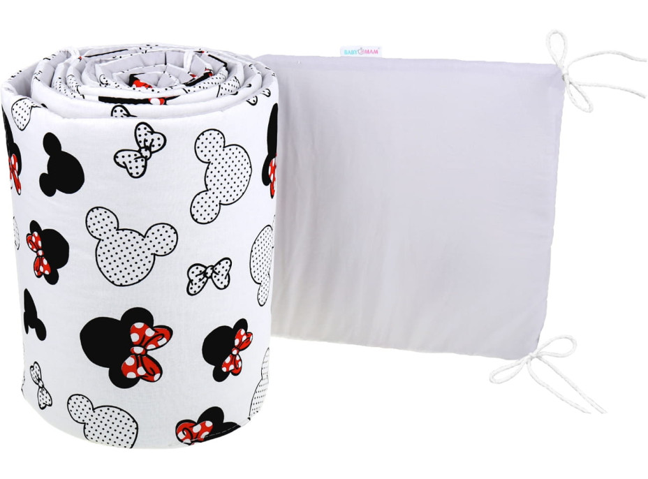 Ochranný mantinel do postýlky 180x30 cm BABYMAM PREMIUM - Myška Minnie/šedá