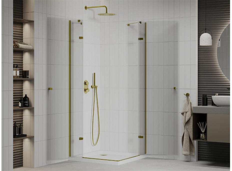 Sprchový kout MEXEN ROMA DUO 100x90 cm - zlatý