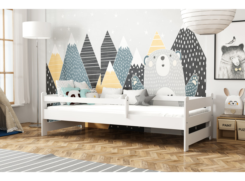 Dětská postel z masivu borovice FILÍPEK - 200x90 cm - bílá