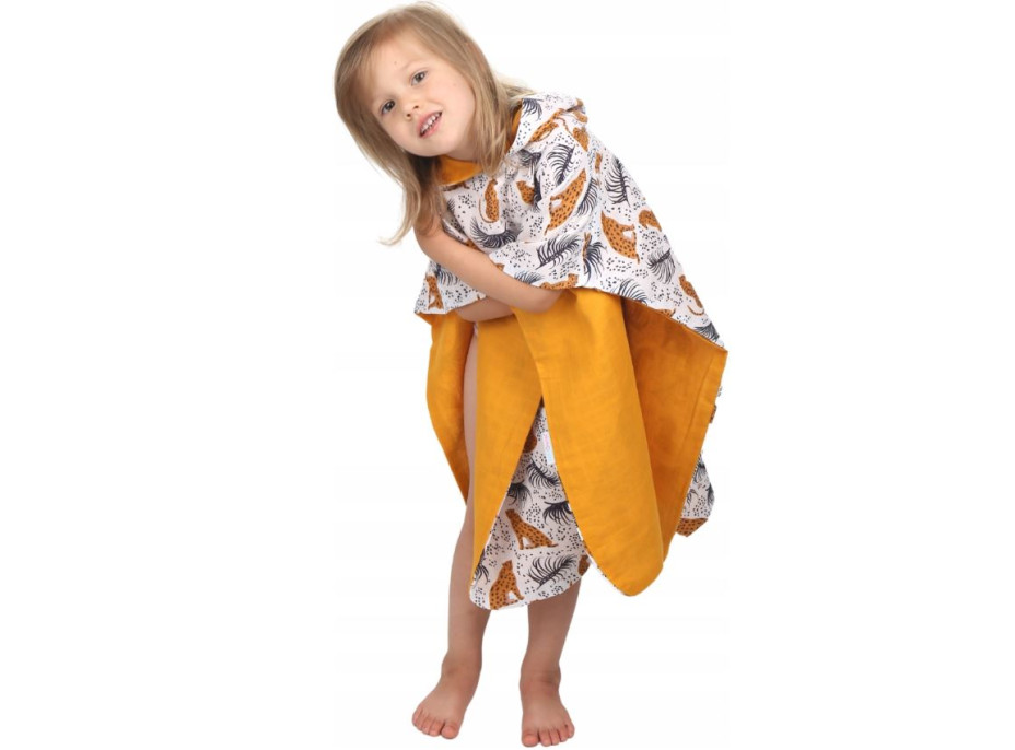 Dětská mušelínová osuška (pončo) s kapucí BABYMAM PREMIUM 60x60 cm - Jaguár