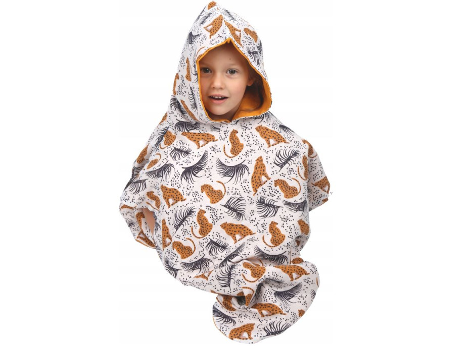 Dětská mušelínová osuška (pončo) s kapucí BABYMAM PREMIUM 60x60 cm - Jaguár