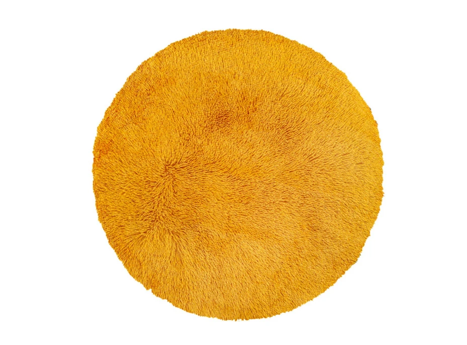 Plyšový kulatý koberec SOFT 90 cm - žlutý