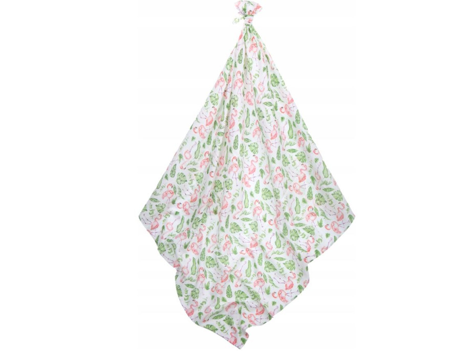 Dětská mušelínová plenka (zavinovačka) BABYMAM PREMIUM 120x120 cm - Plameňáci