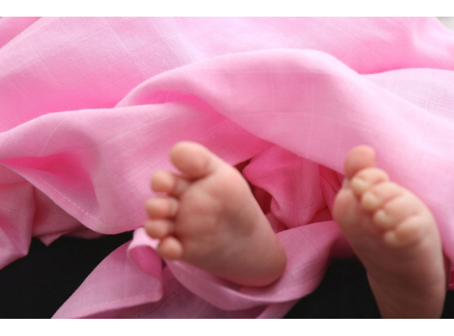 Dětská mušelínová plenka (zavinovačka) BABYMAM PREMIUM 120x120 cm - Růžová