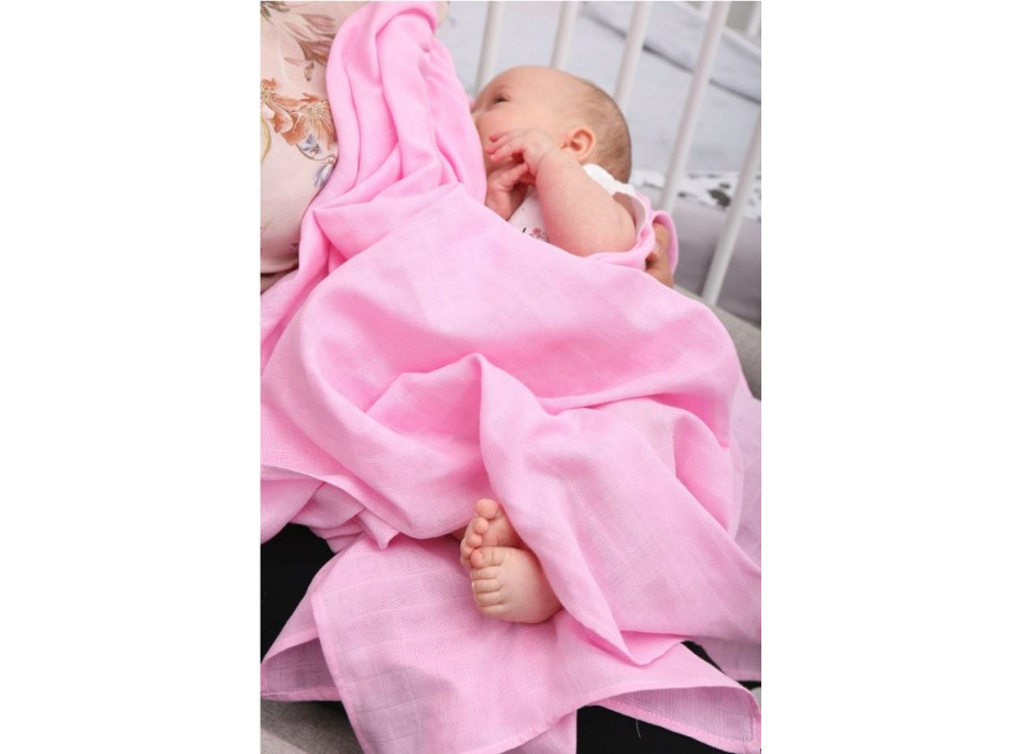 Dětská mušelínová plenka (zavinovačka) BABYMAM PREMIUM 120x120 cm - Růžová