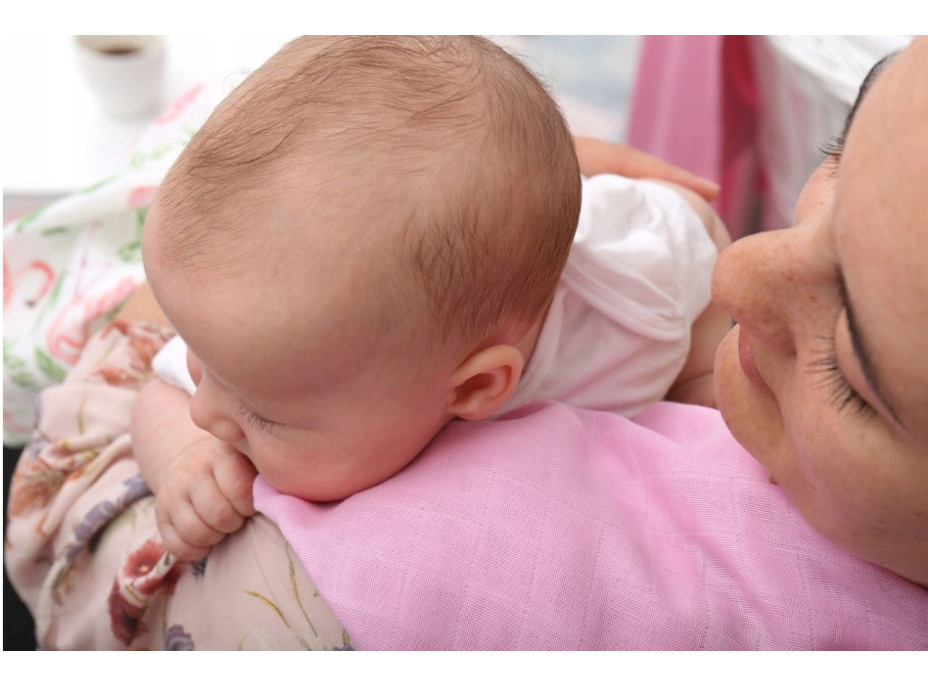 Dětská mušelínová plenka (zavinovačka) BABYMAM PREMIUM 120x120 cm - Růžová