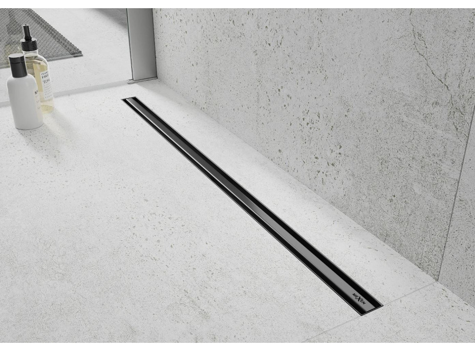 Sprchový žlab MAXMAX Mexen FLAT 360 SLIM - černý, 1741060