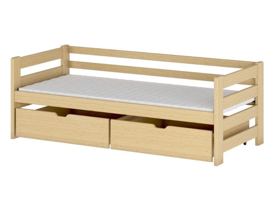 Dětská postel z masivu borovice EGO se šuplíky - 200x90 cm - přírodní