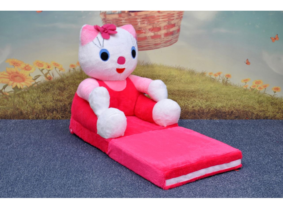 Dětské plyšové rozkládací křesílko KITTY