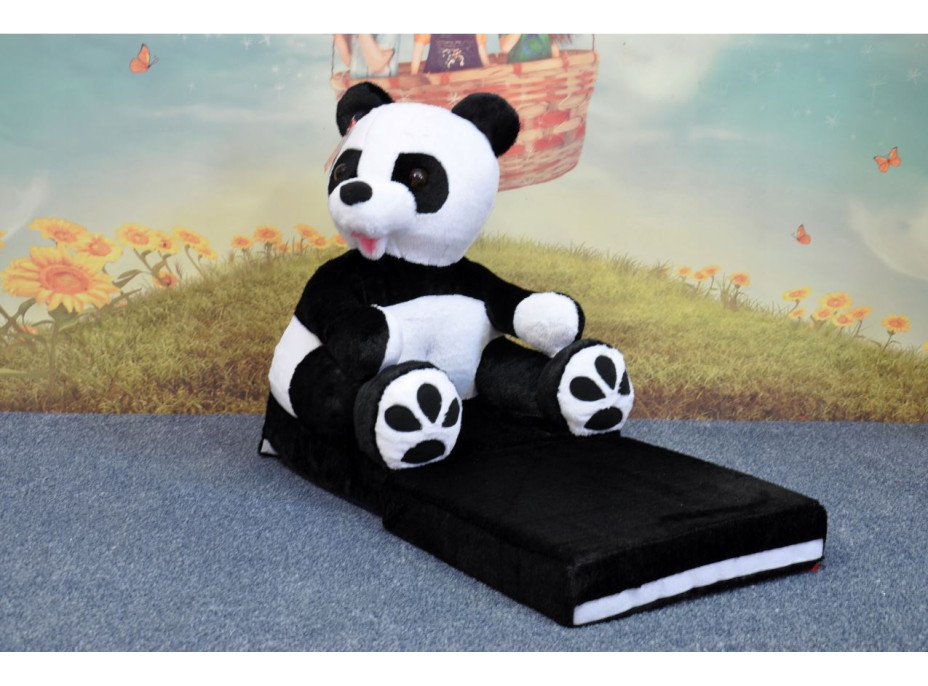 Dětské plyšové rozkládací křesílko PANDA