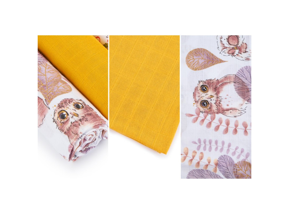 Dětské mušelínové pleny BABY 70x80 cm - sada 3 ks - Boho srnečka