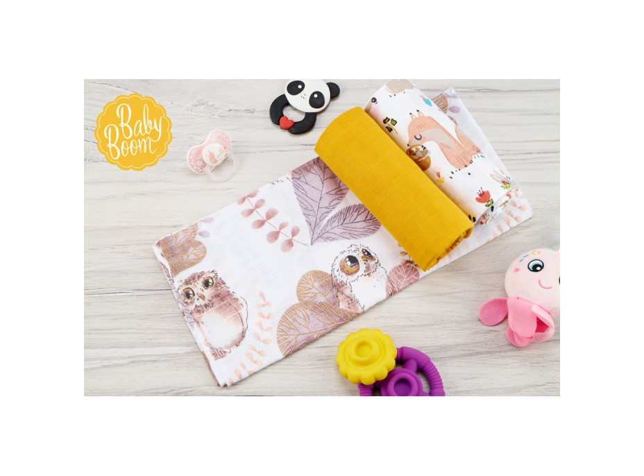 Dětské mušelínové pleny BABY 70x80 cm - sada 3 ks - Boho srnečka