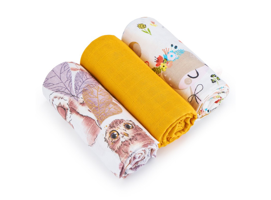 Dětské mušelínové pleny BABY 70x80 cm - sada 3 ks - Boho srnečka