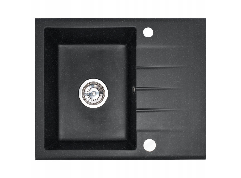 Kuchyňský granitový dřez REA NORTH - 48,5 x 59,5 cm - černý kropenatý