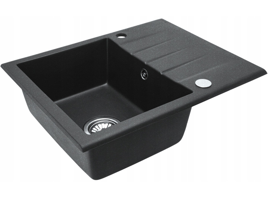 Kuchyňský granitový dřez REA NORTH - 48,5 x 59,5 cm - černý kropenatý