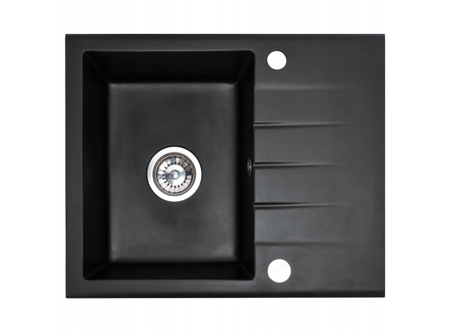 Kuchyňský granitový dřez REA NORTH - 48,5 x 59,5 cm - metalický černý