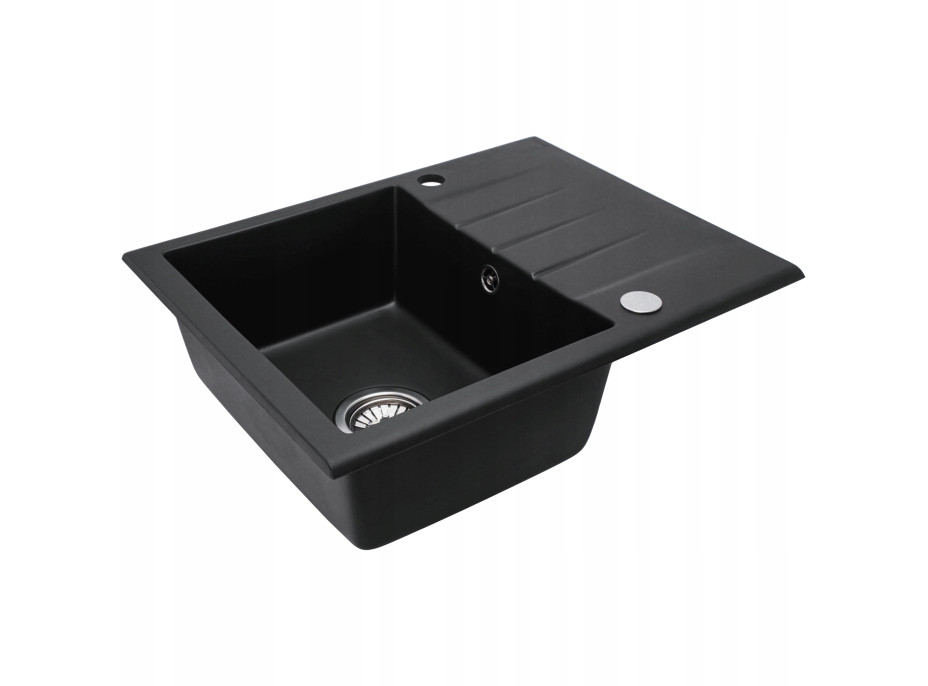 Kuchyňský granitový dřez REA NORTH - 48,5 x 59,5 cm - metalický černý