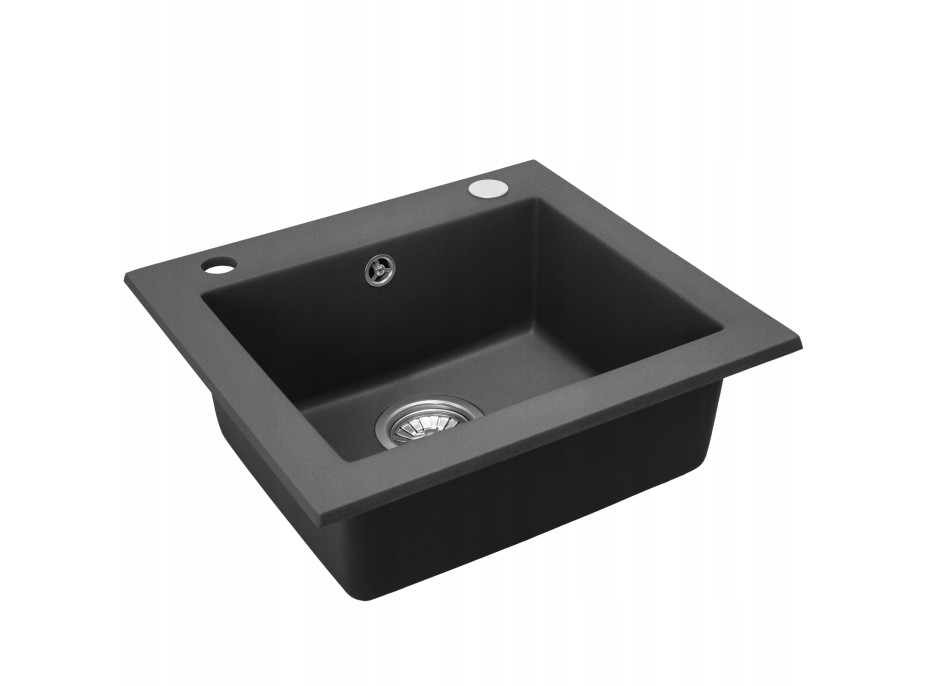 Kuchyňský granitový dřez REA WEST - 44 x 48,5 cm - metalický černý