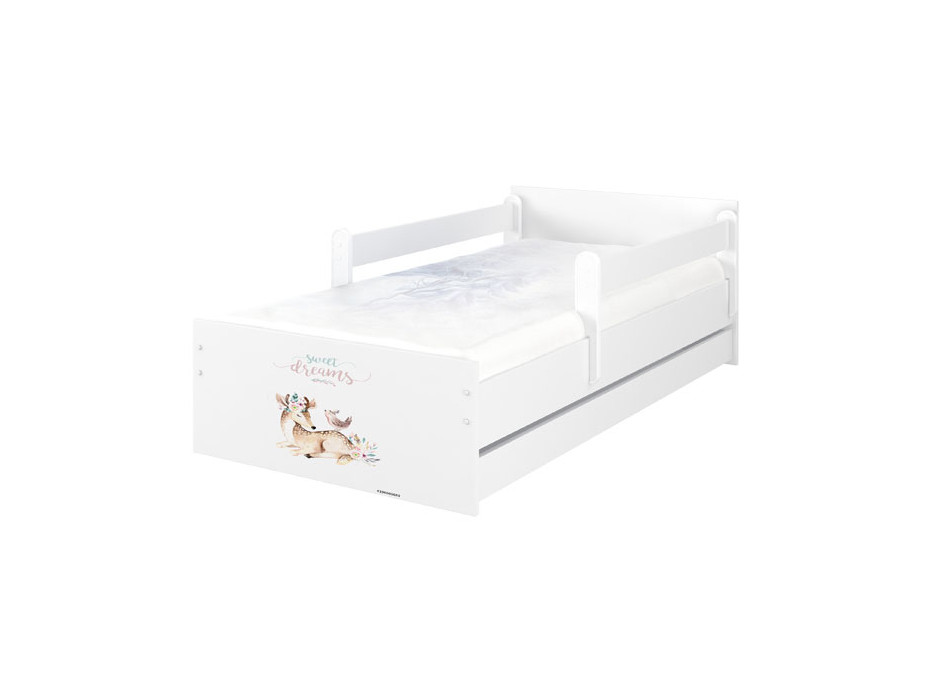 Dětská postel MAX - 160x80 cm - DIVOKÁ ZVÍŘÁTKA - bílá