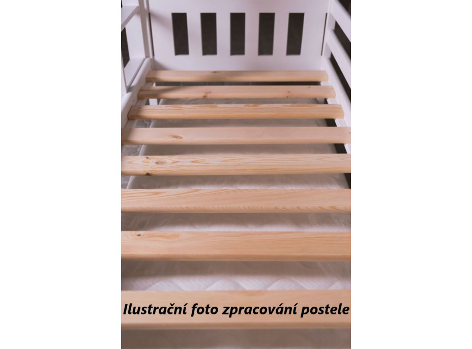 Dětská patrová postel z masivu borovice s přistýlkou a šuplíky BOHDANA - 200x90 cm - BÍLÁ