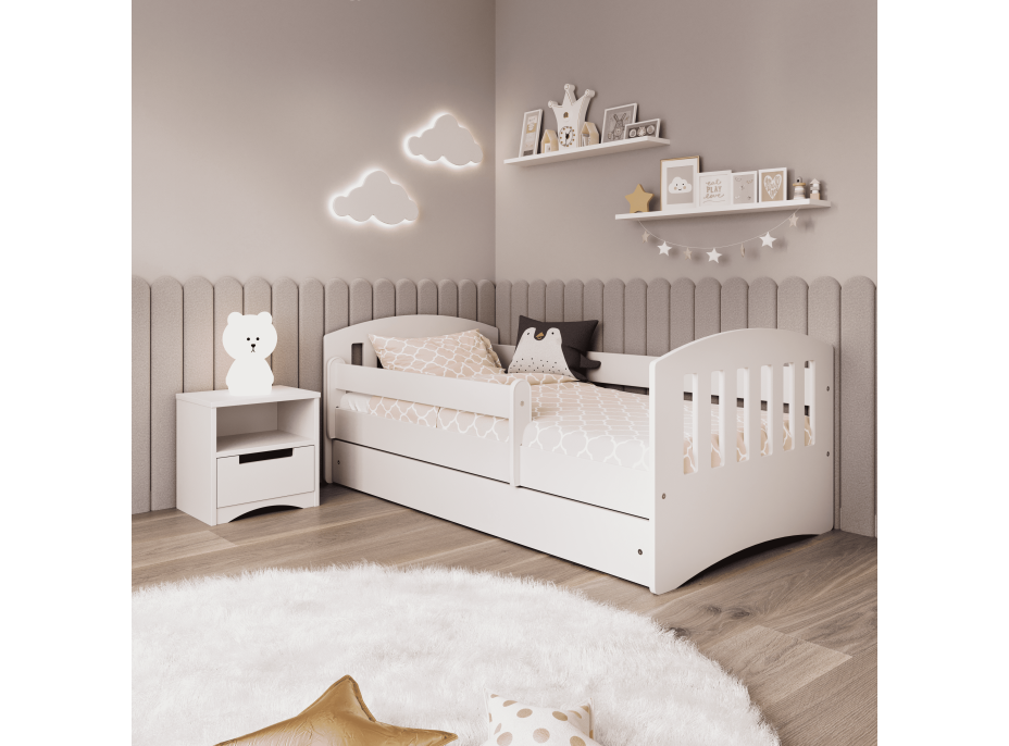 Dětská postel CLASSIC se šuplíkem - bílá 180x80 cm