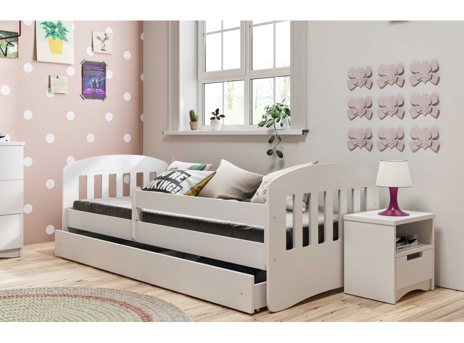 Dětská postel CLASSIC se šuplíkem - bílá 180x80 cm