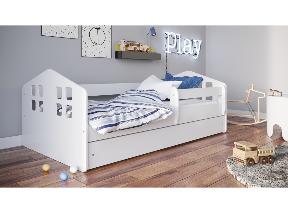Dětská postel WINDOWS se šuplíkem - bílá 160x80 cm
