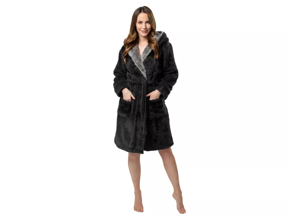 Unisex župan JORDAN - černý/šedý