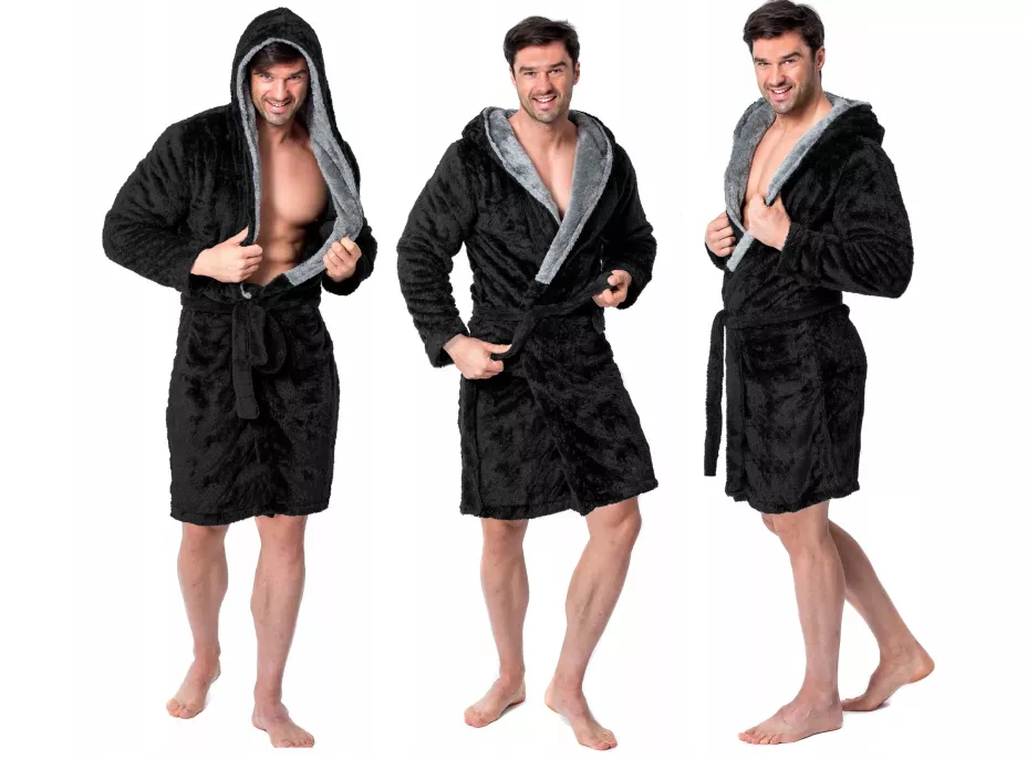 Unisex župan JORDAN - černý/šedý