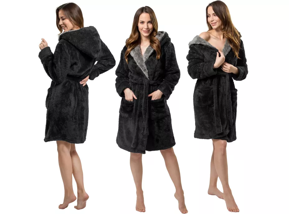 Unisex župan JORDAN - černý/šedý