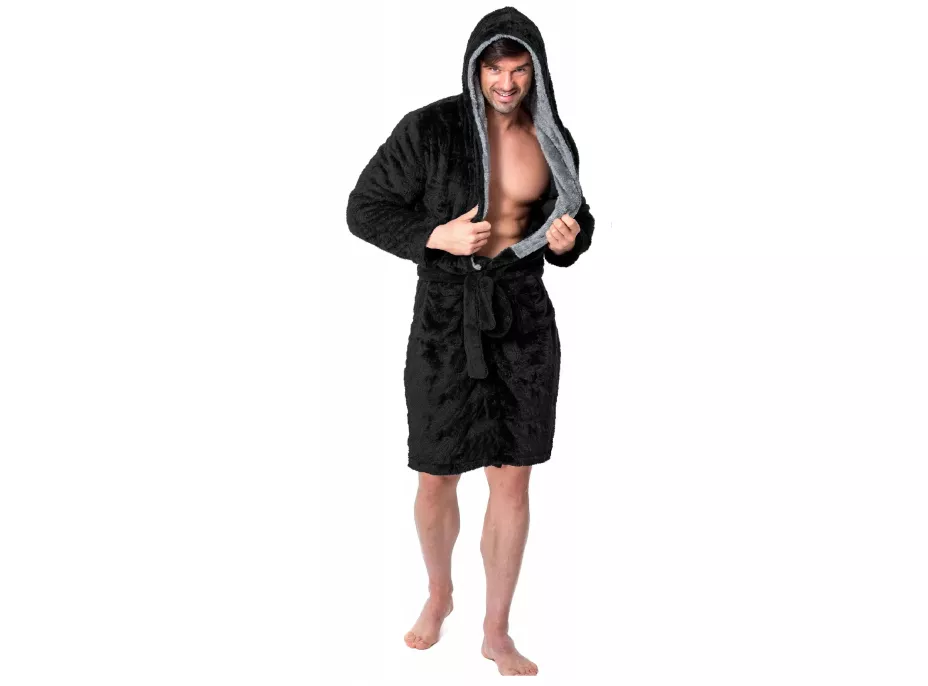 Unisex župan JORDAN - černý/šedý