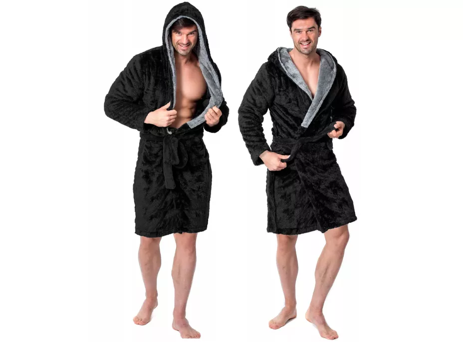 Unisex župan JORDAN - černý/šedý