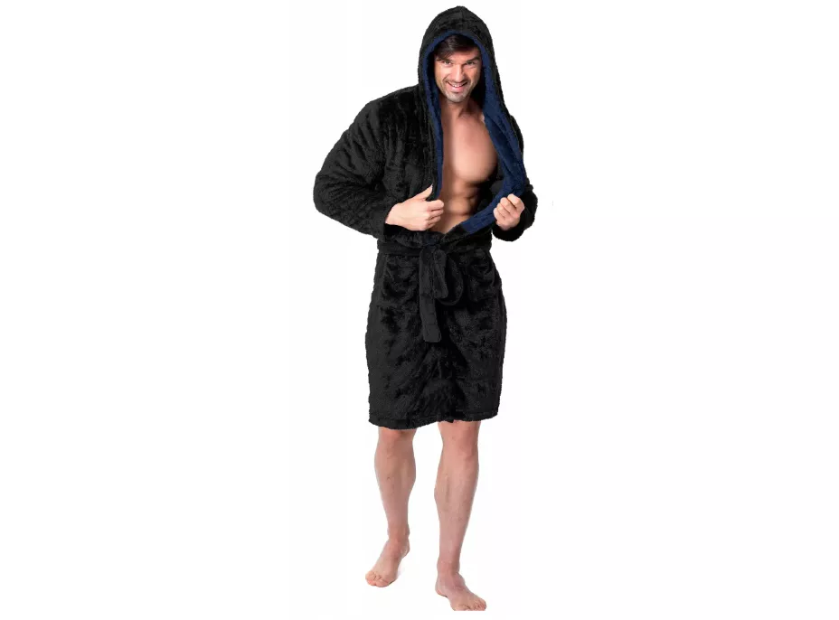 Unisex župan JORDAN - černý/tmavě modrý