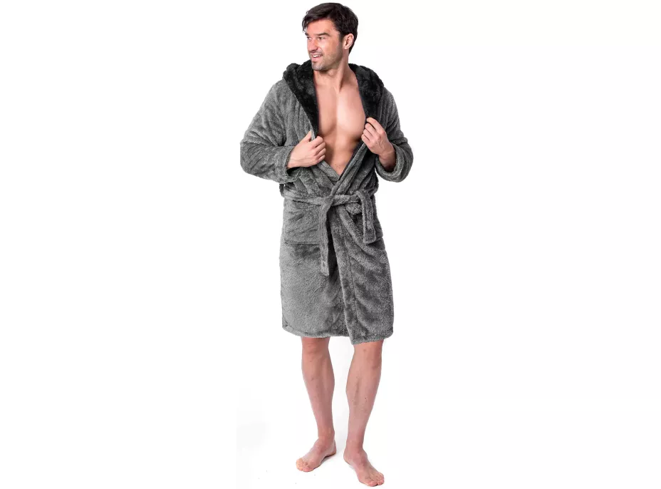 Unisex župan JORDAN - šedý/černý