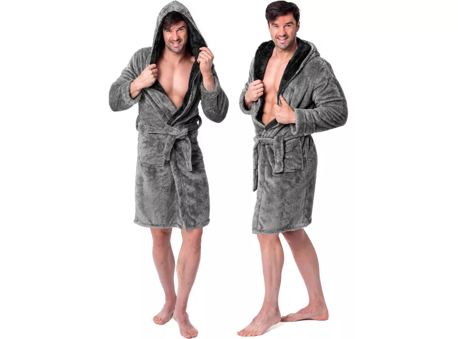Unisex župan JORDAN - šedý/černý