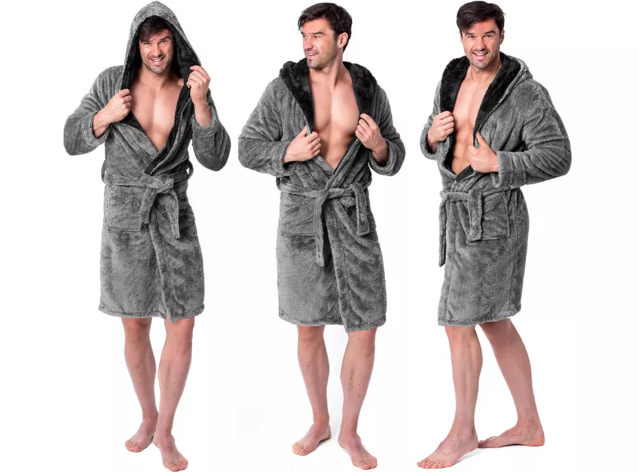 Unisex župan JORDAN - šedý/černý