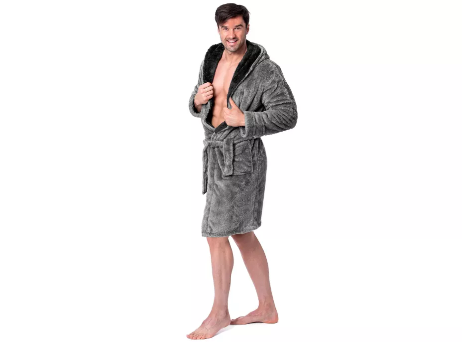 Unisex župan JORDAN - šedý/černý