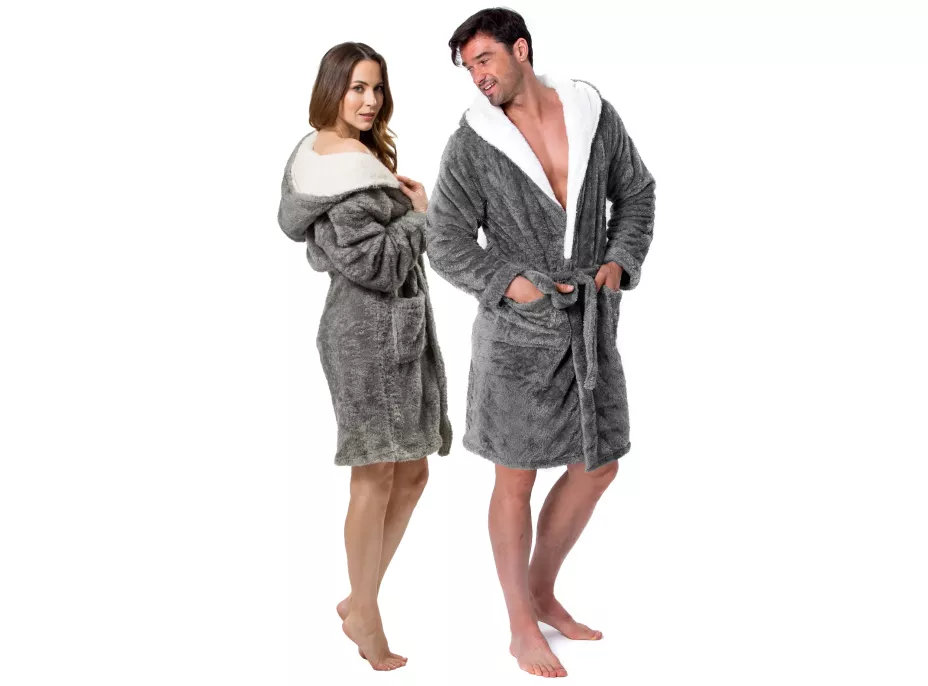 Unisex župan JORDAN - šedý/ecru bílý