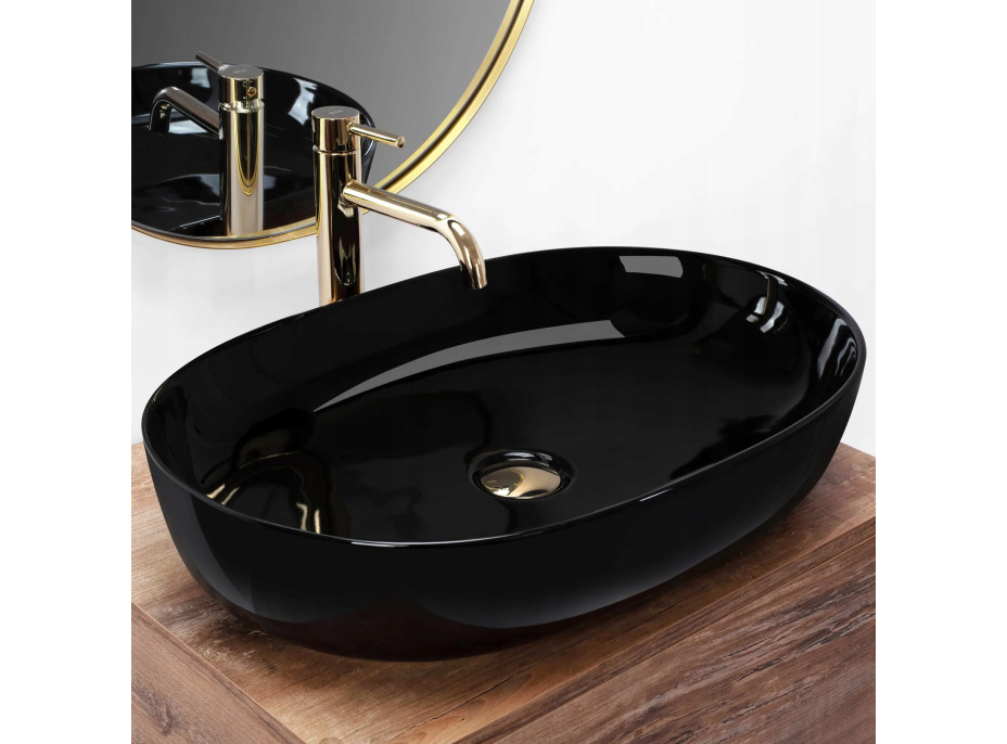 Keramické umyvadlo Rea CLEO 61 - černé lesklé
