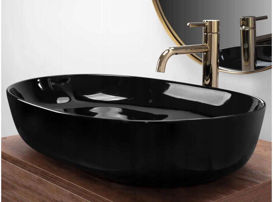 Keramické umyvadlo Rea CLEO 61 - černé lesklé