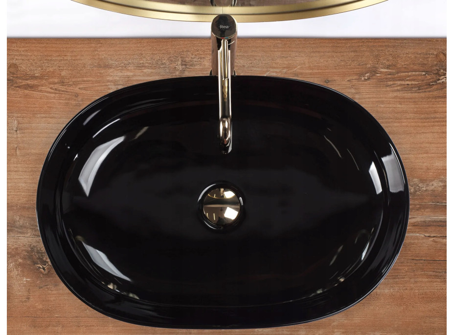 Keramické umyvadlo Rea CLEO 61 - černé lesklé
