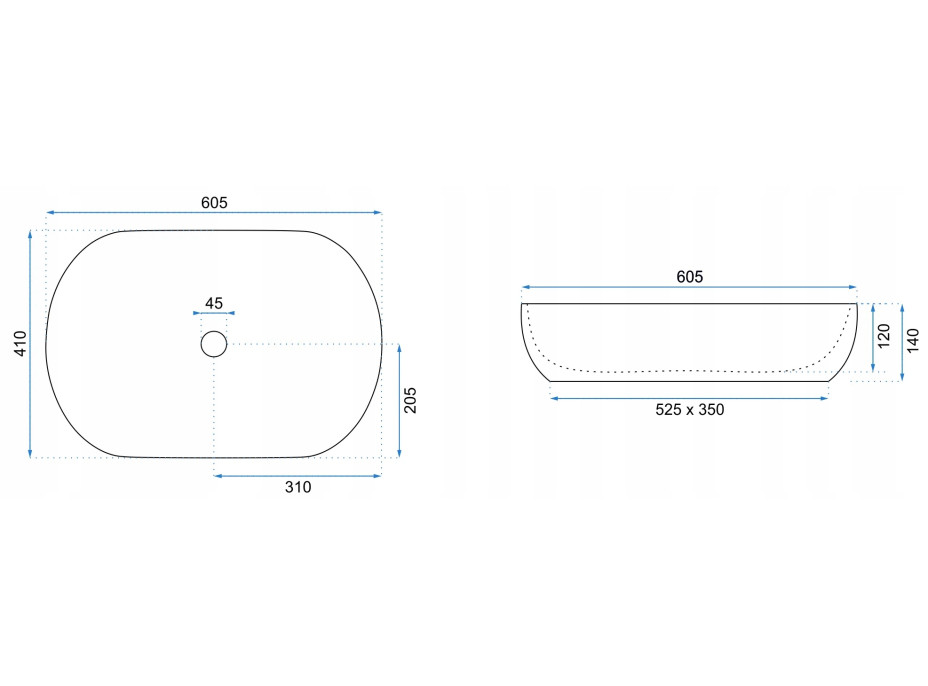 Keramické umyvadlo Rea CLEO 61 - černé lesklé
